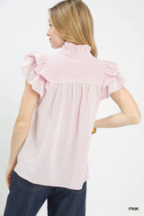Trendsi Umgee Ruffled Sleeve Textured Blouse -