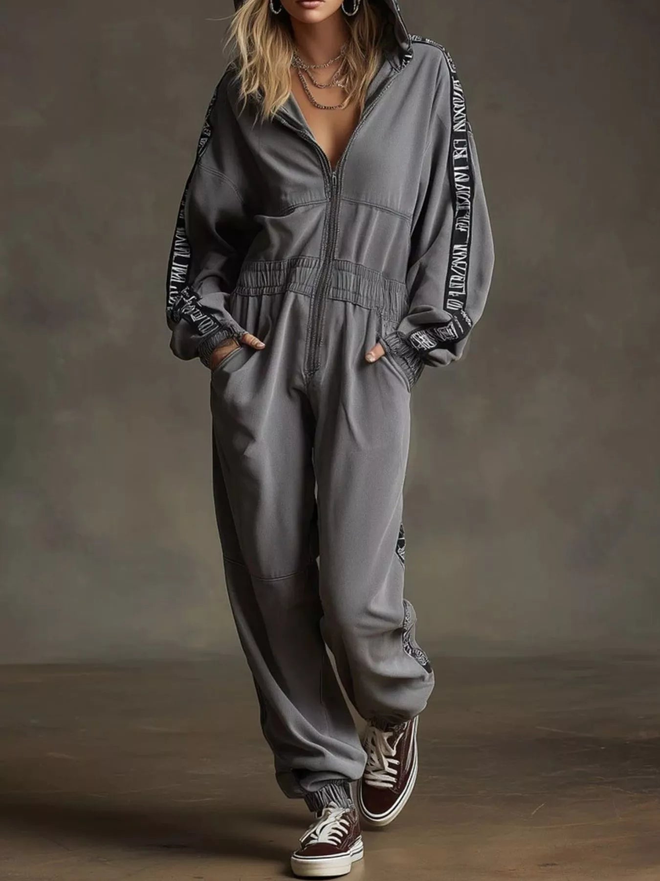 Trendsi Zip-Up Long Sleeve Hooded Jumpsuit -