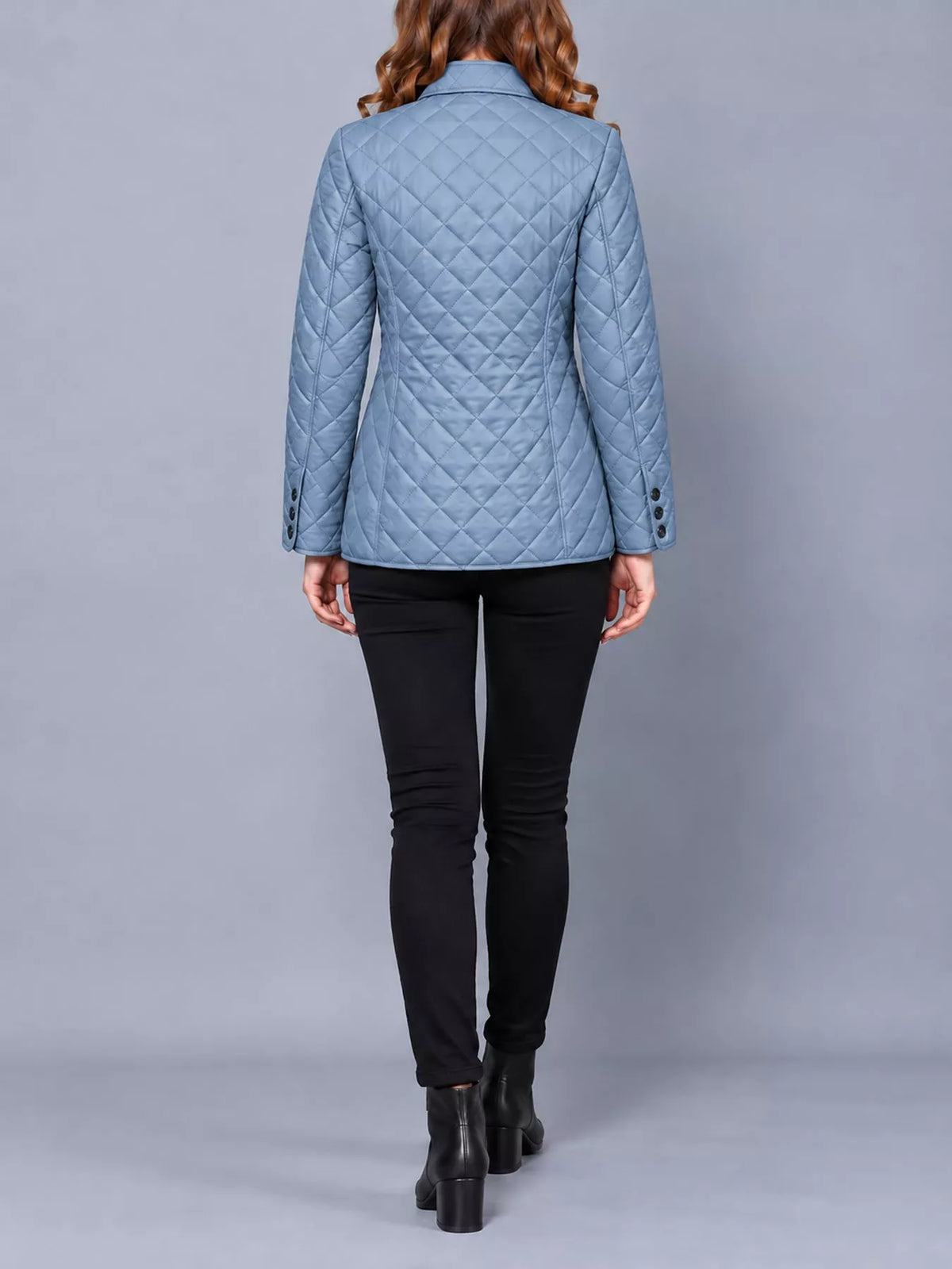 Quilted Lightweight Button-Down Jacket — back view