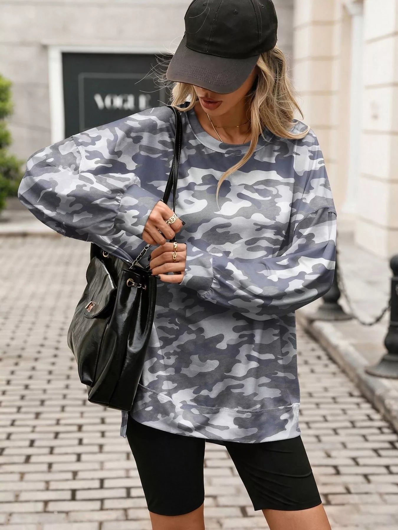 Trendsi Printed Round Neck Sweatshirt -