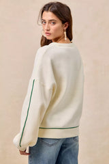 Trendsi BiBi Cactus Embroidered Fleece Sweatshirt -