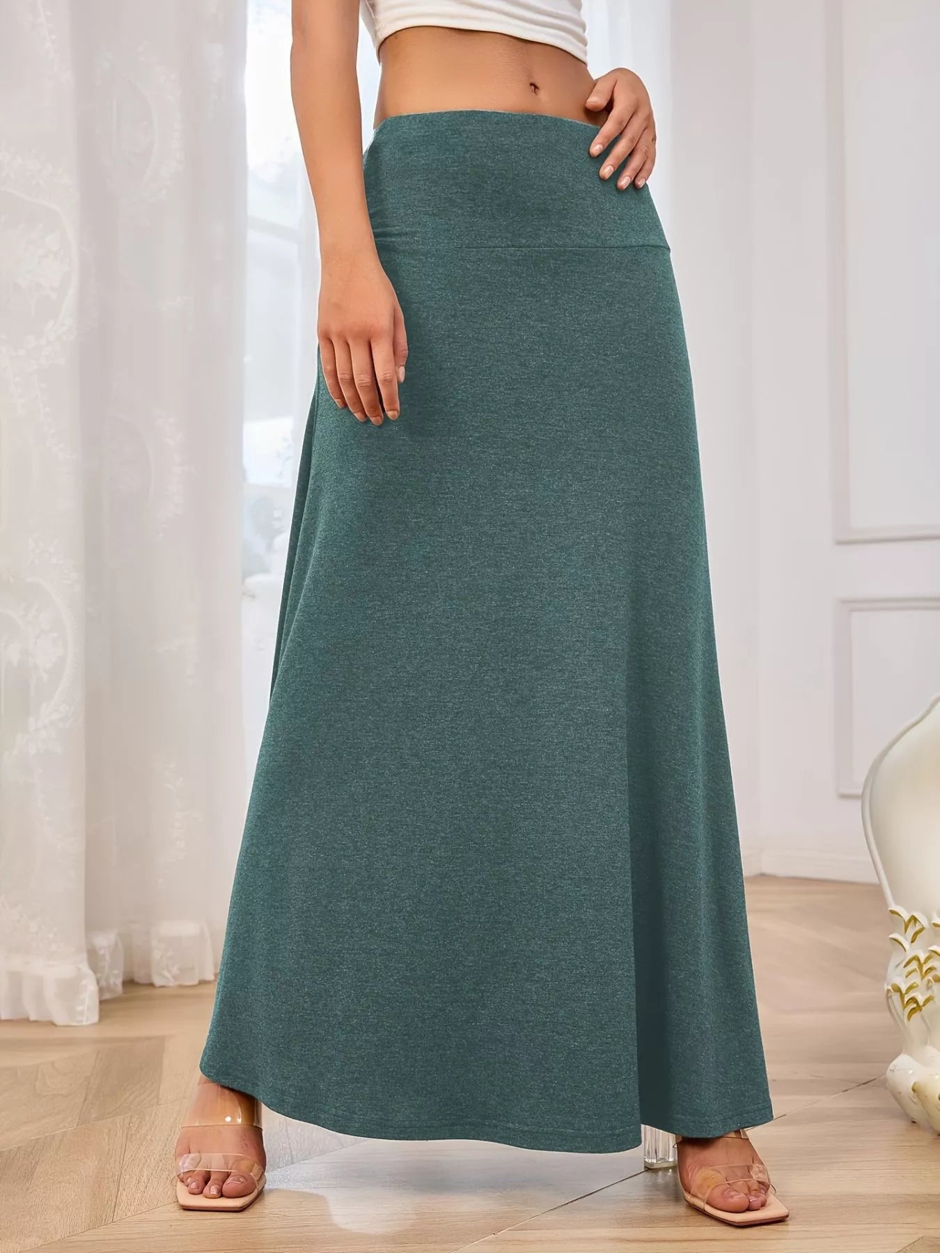 Trendsi Flowy Maxi Skirt with Wide Waistband -