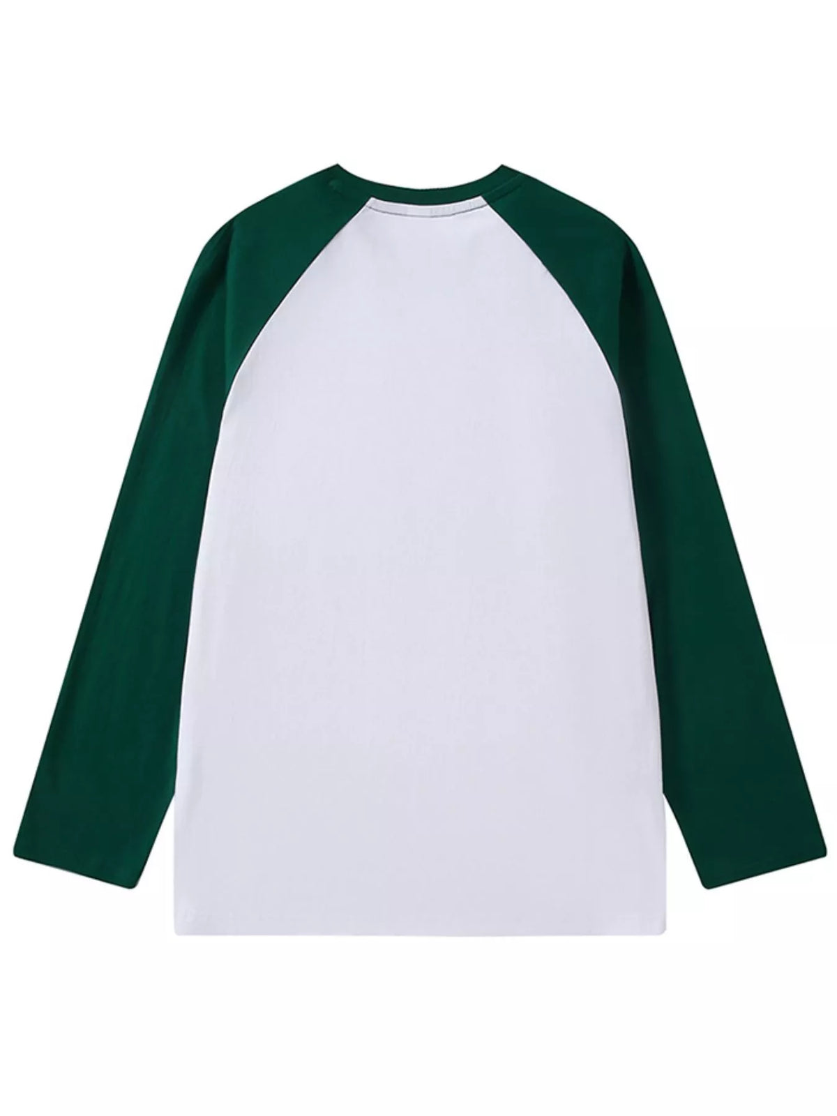 White And Green contrast raglan long sleeve t-shirt