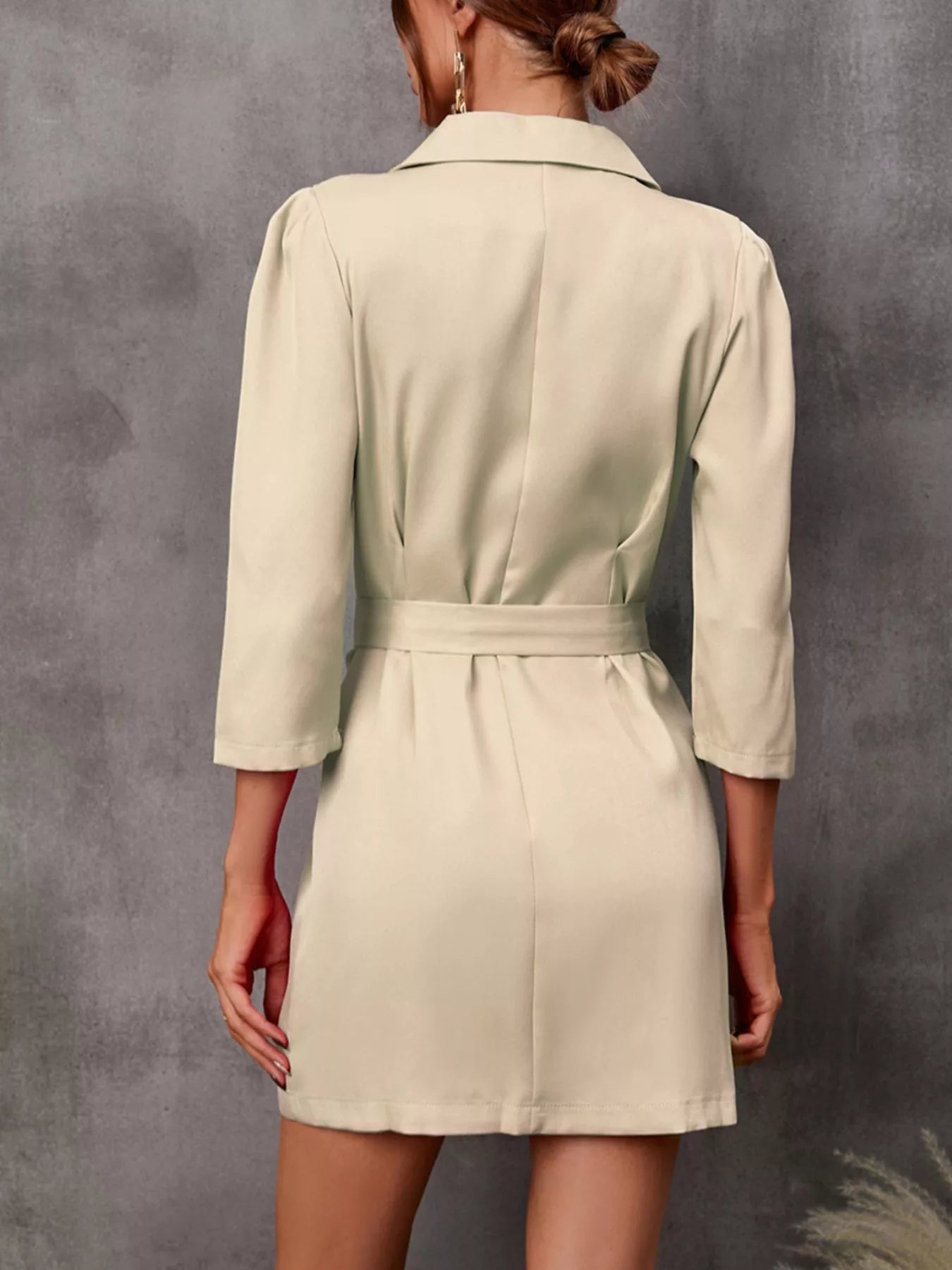Trendsi Double-Breasted Blazer Dress with Embellished Belt -
