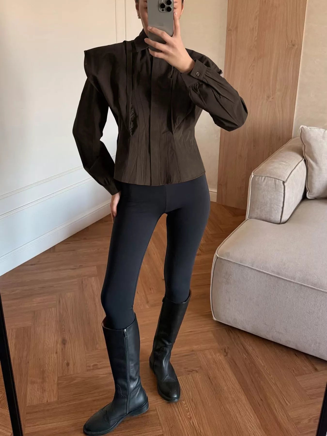 Trendsi Slim-Fit Ruched Waist Shirt -
