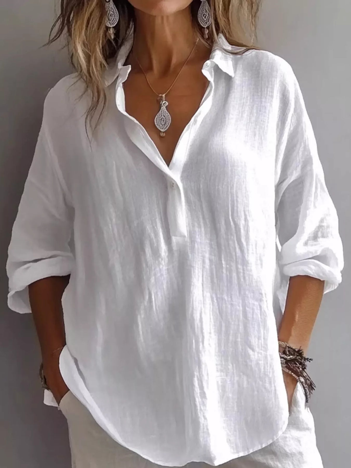 Collared blouse, white front