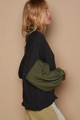 Trendsi POL Color Block Roll Hem Hacci Sweater -