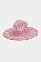 Trendsi Fame Checkered Straw Weave Sun Hat -