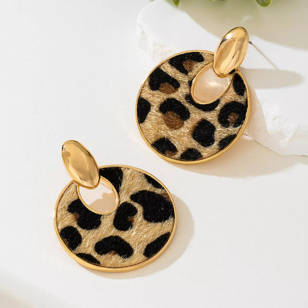 Trendsi Leopard Circle Dangle Earrings -