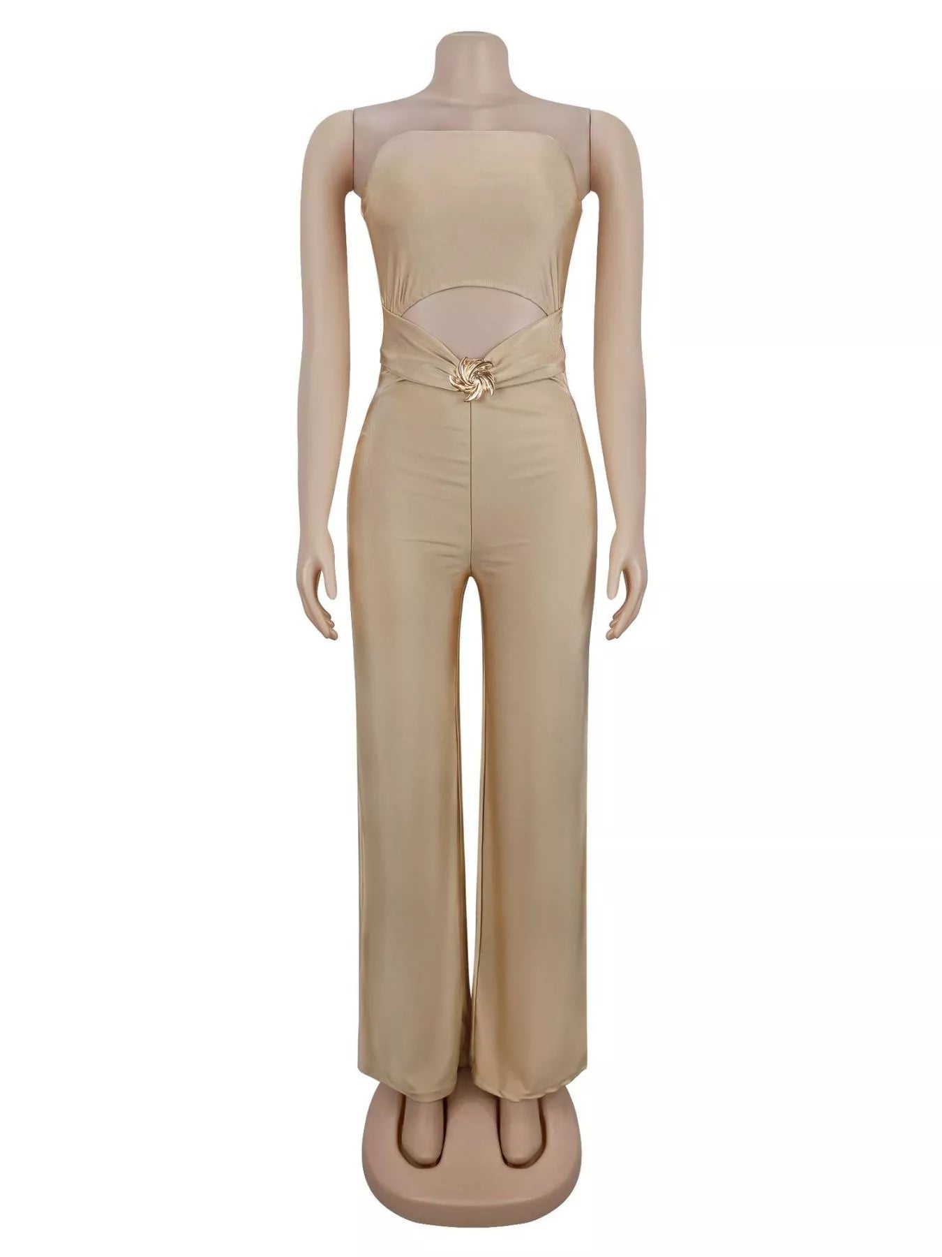 Trendsi Strapless Cut-out Wide-Leg Jumpsuit -