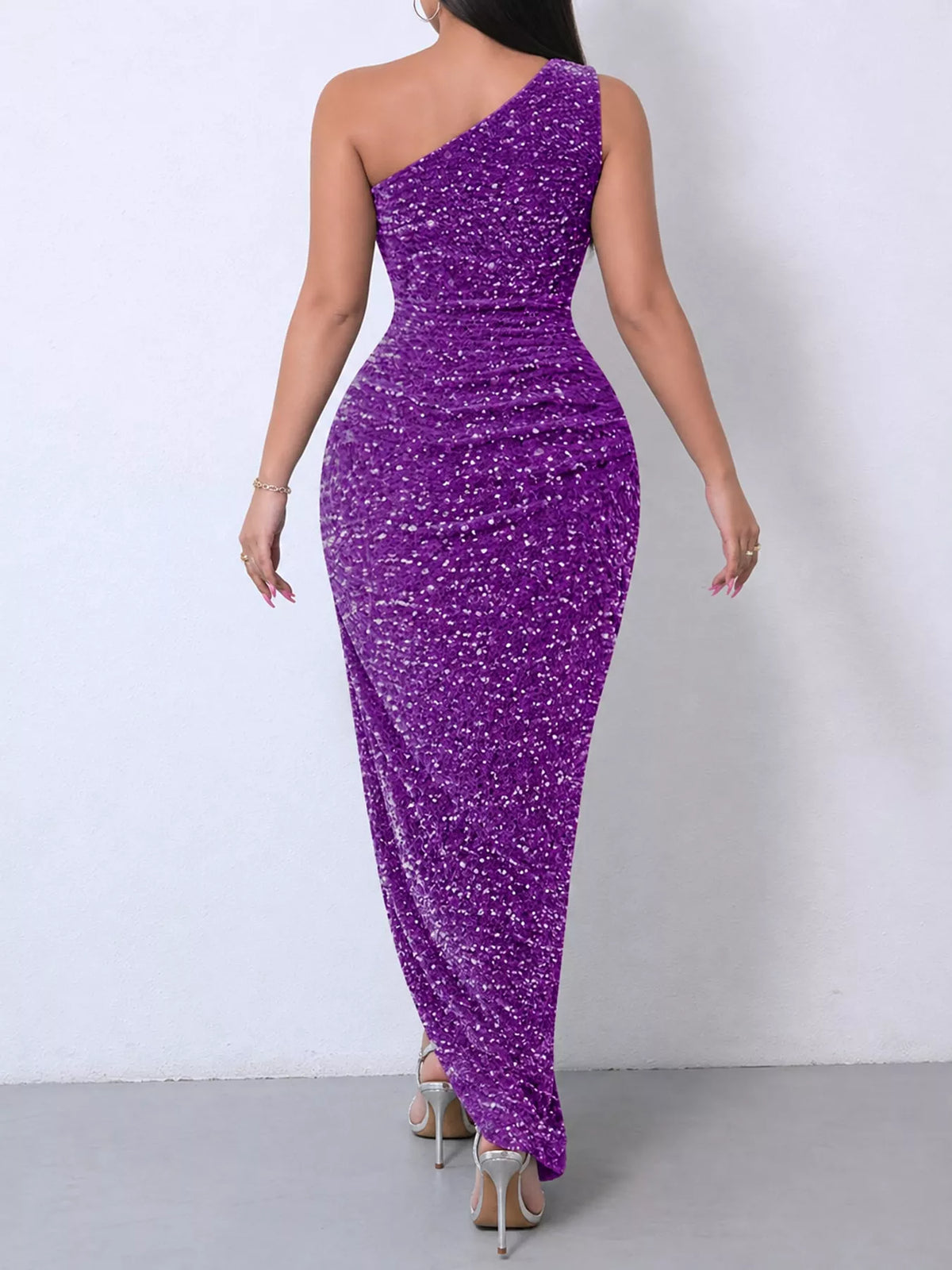 Sequin maxi dress, purple back