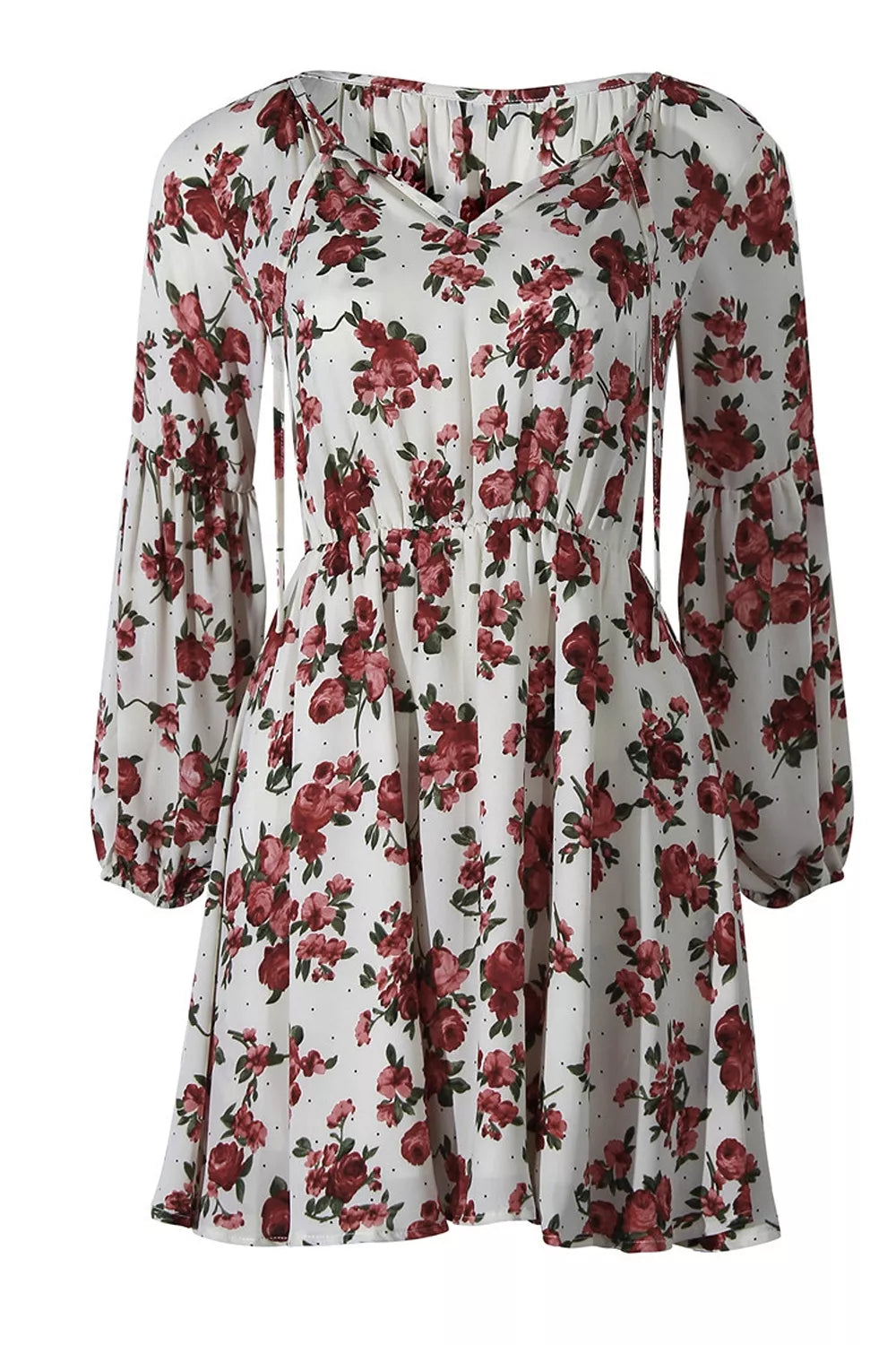 Trendsi Floral Print Balloon Sleeve Mini Dress -