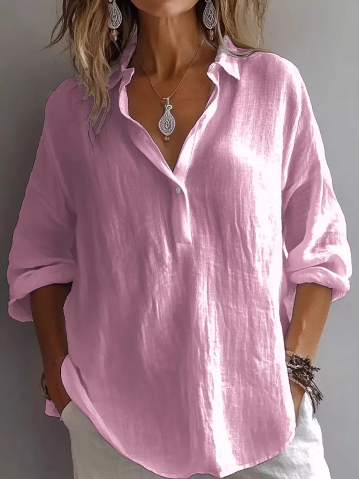 Collared blouse, pink front