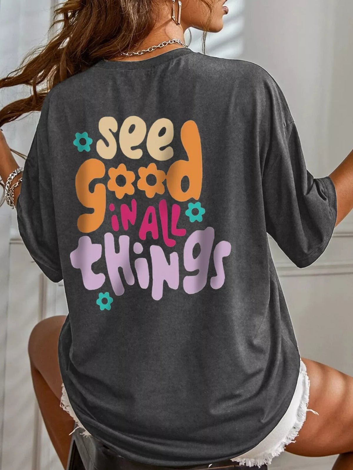 Oversized T-shirt, dark gray back