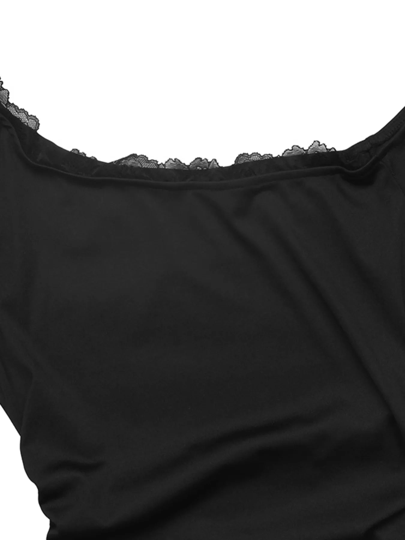 Trendsi One-Shoulder Lace Trim Slim Fit T-Shirt -