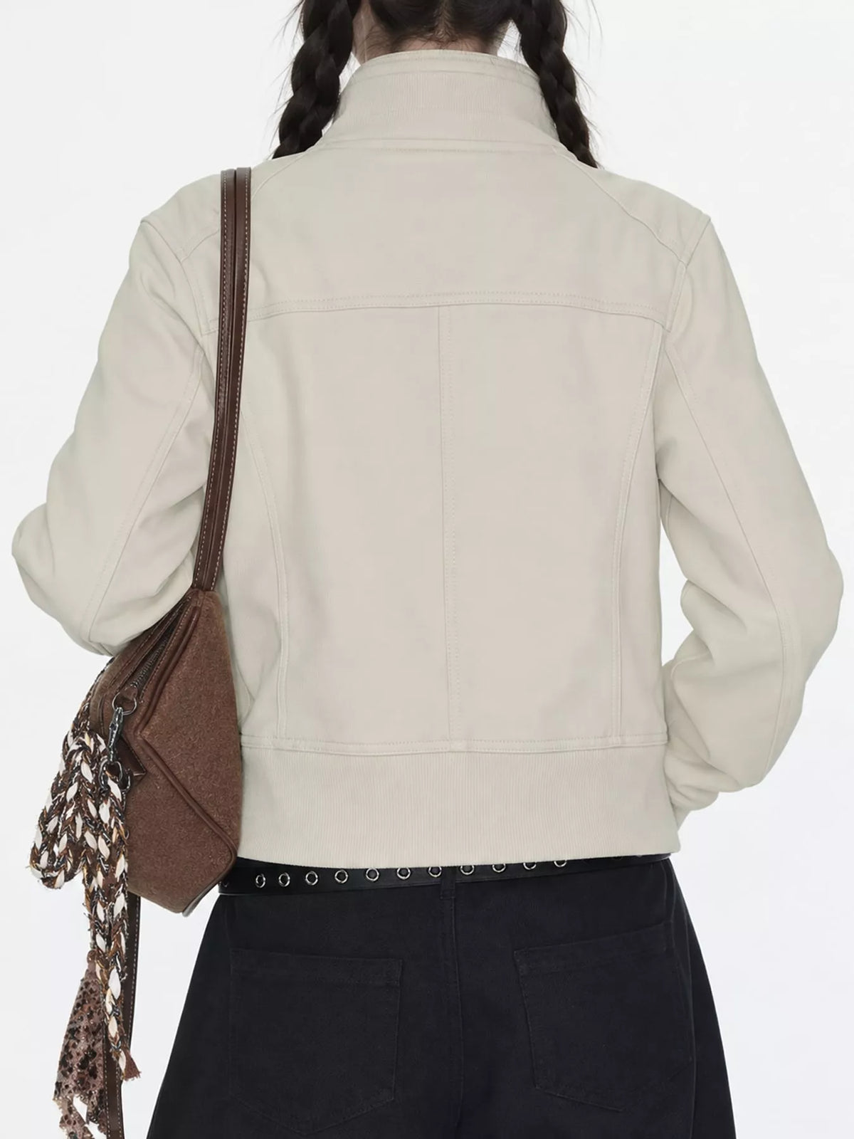 High-neck jacket, beige back