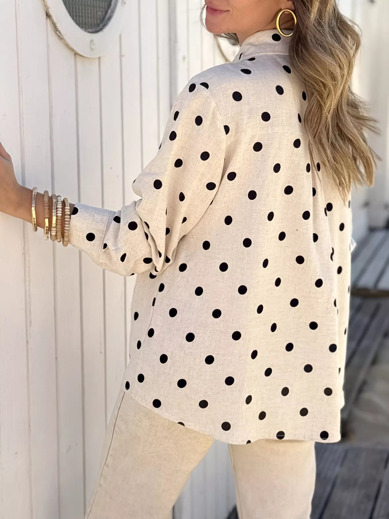 Trendsi Polka Dot Button Up Shirt -
