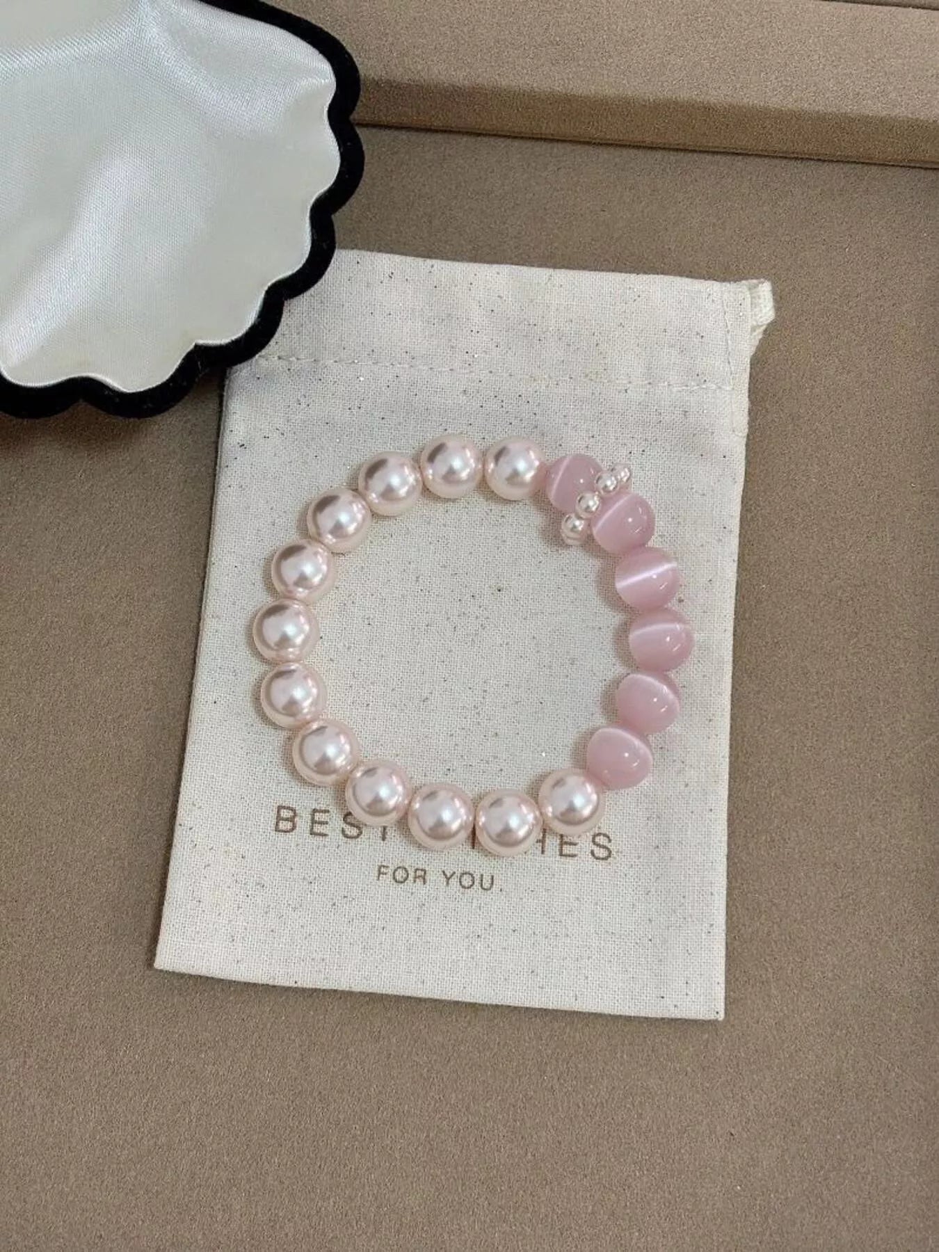Trendsi Pearl & Cat's Eye Stone Bracelet -