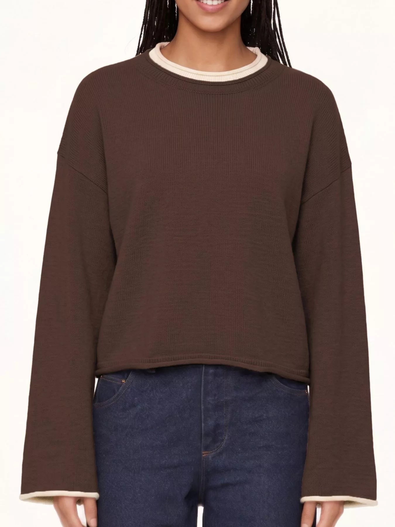 Trendsi Crew Neck Dropped Shoulder Sweater -
