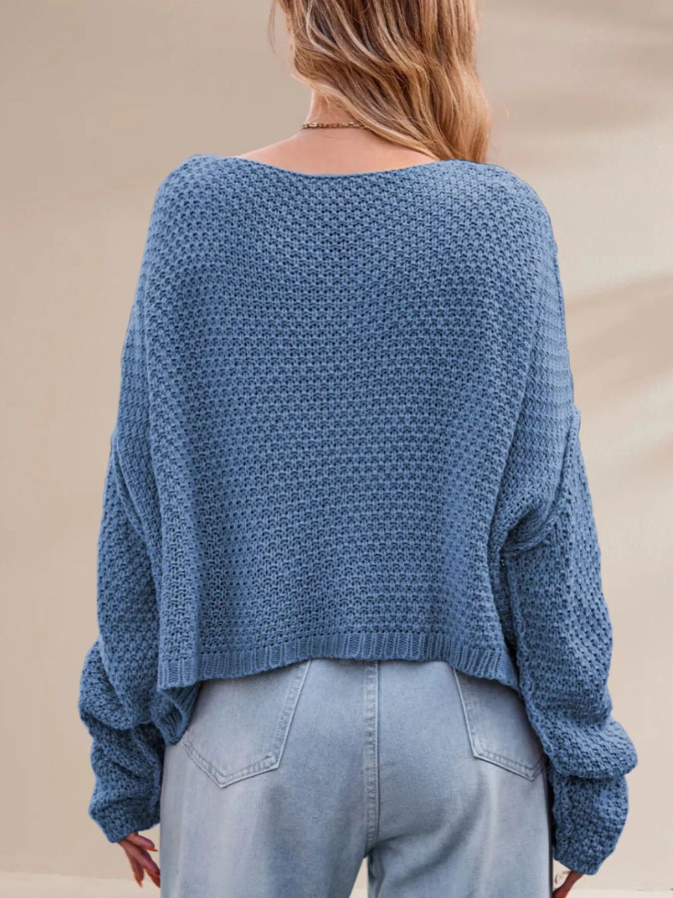 Trendsi Cable Knit Dropped Shoulder Sweater -