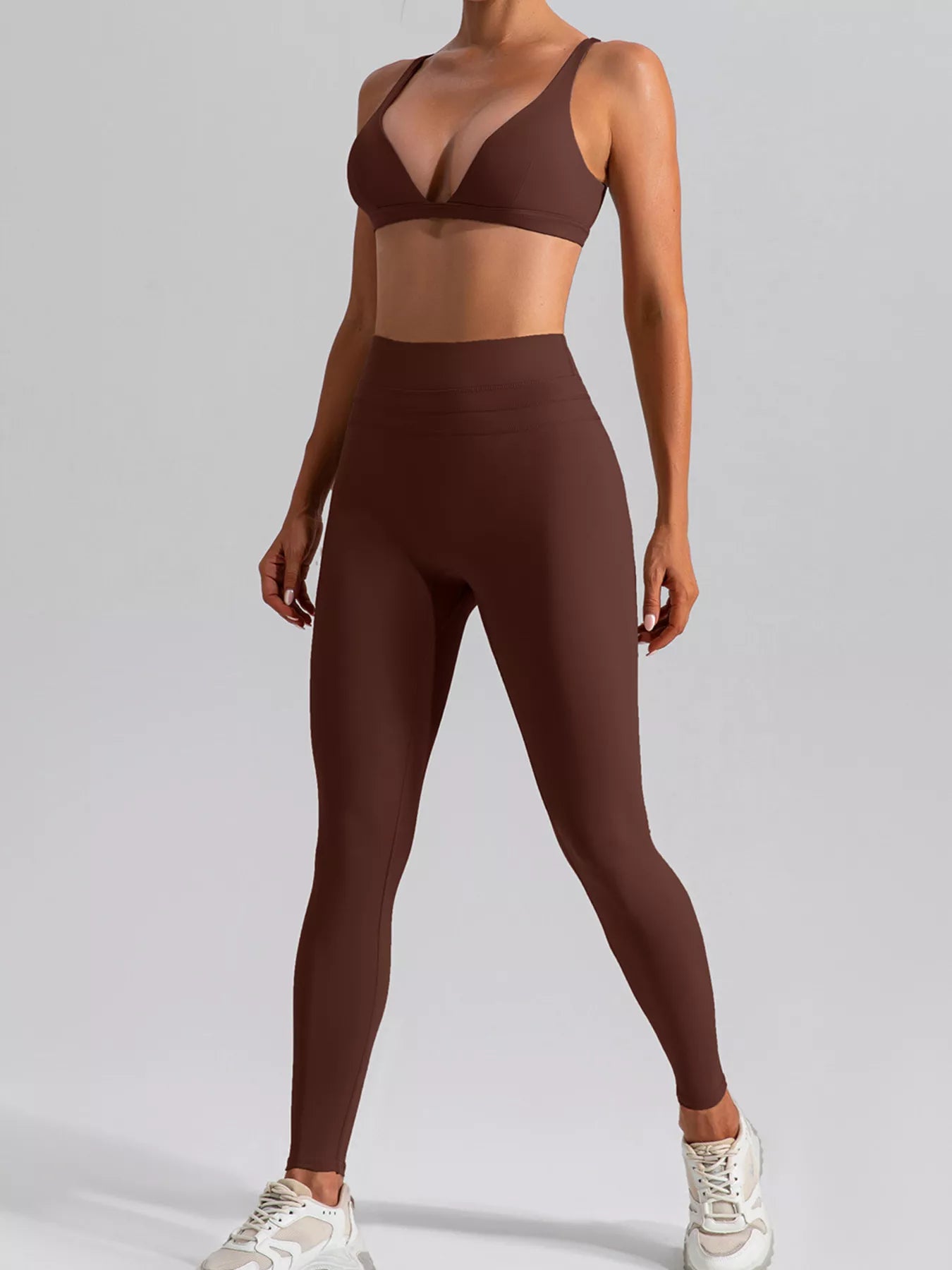 Trendsi V-Neck Tank and High-Waisted Seamless Pants Active Set -
