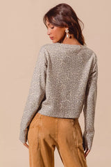 Trendsi SO ME Two Tone Leopard Vintage Print Button Up Cardigan -