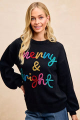 Trendsi BiBi Tinsel Lettering Christmas Sweater -