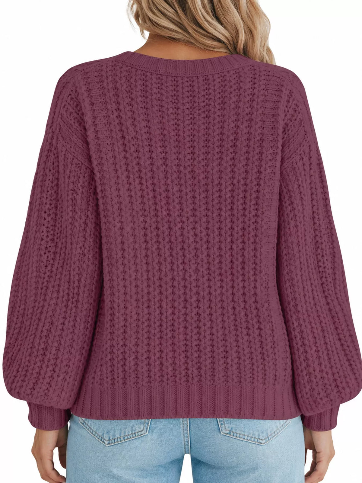 Button cardigan, purple back