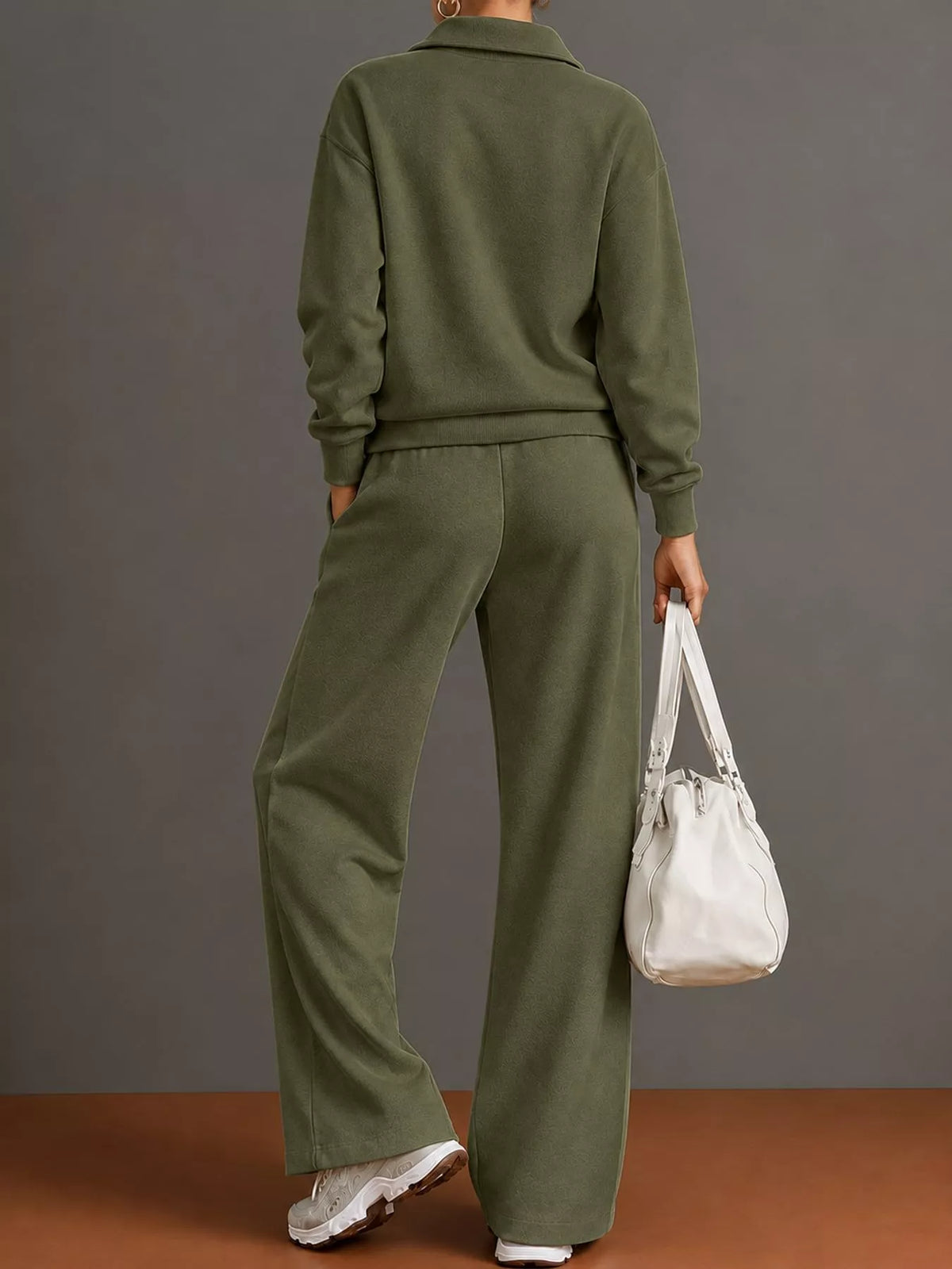Collared long sleeve outfit set, back view