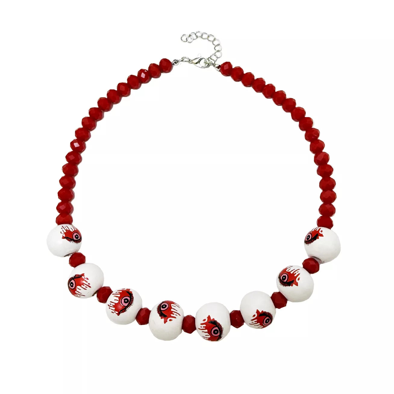 Trendsi Halloween Eyeball Beaded Necklace -