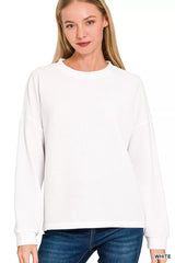 Trendsi Zenana Double Knit Round Neck Long Sleeve Top -