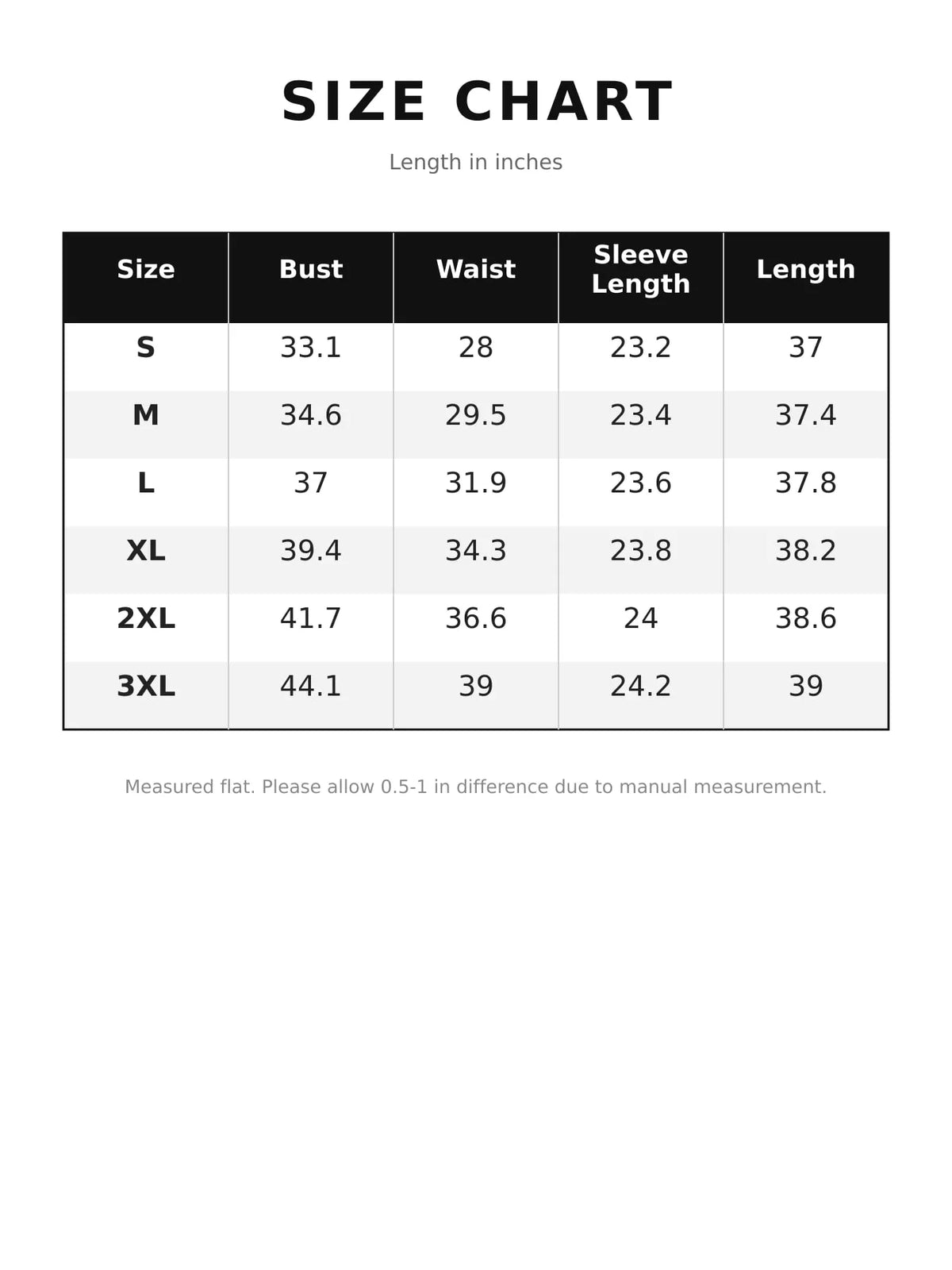 Size chart for ruched-front midi dress