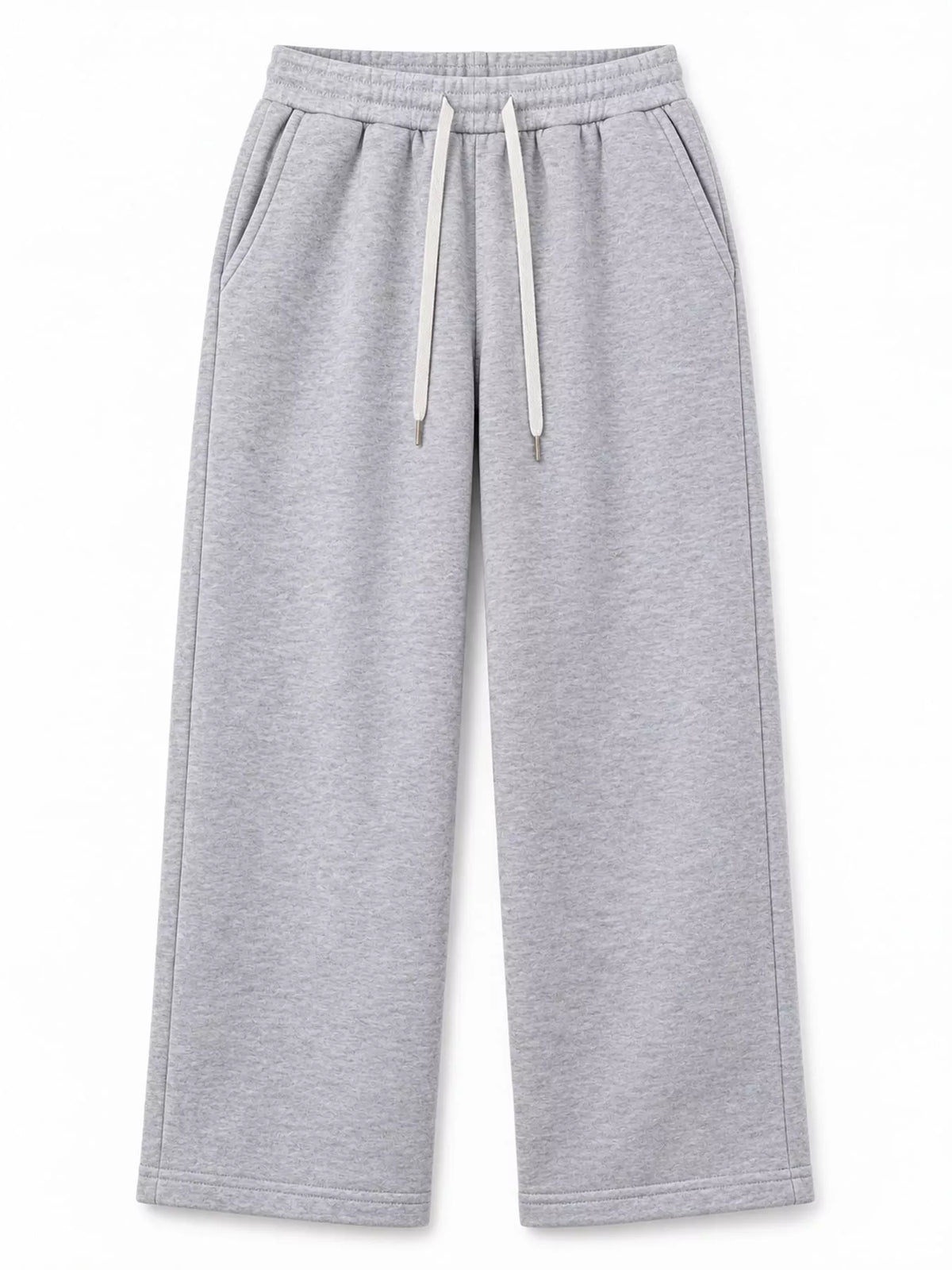 Light gray wide-leg pants with drawstring