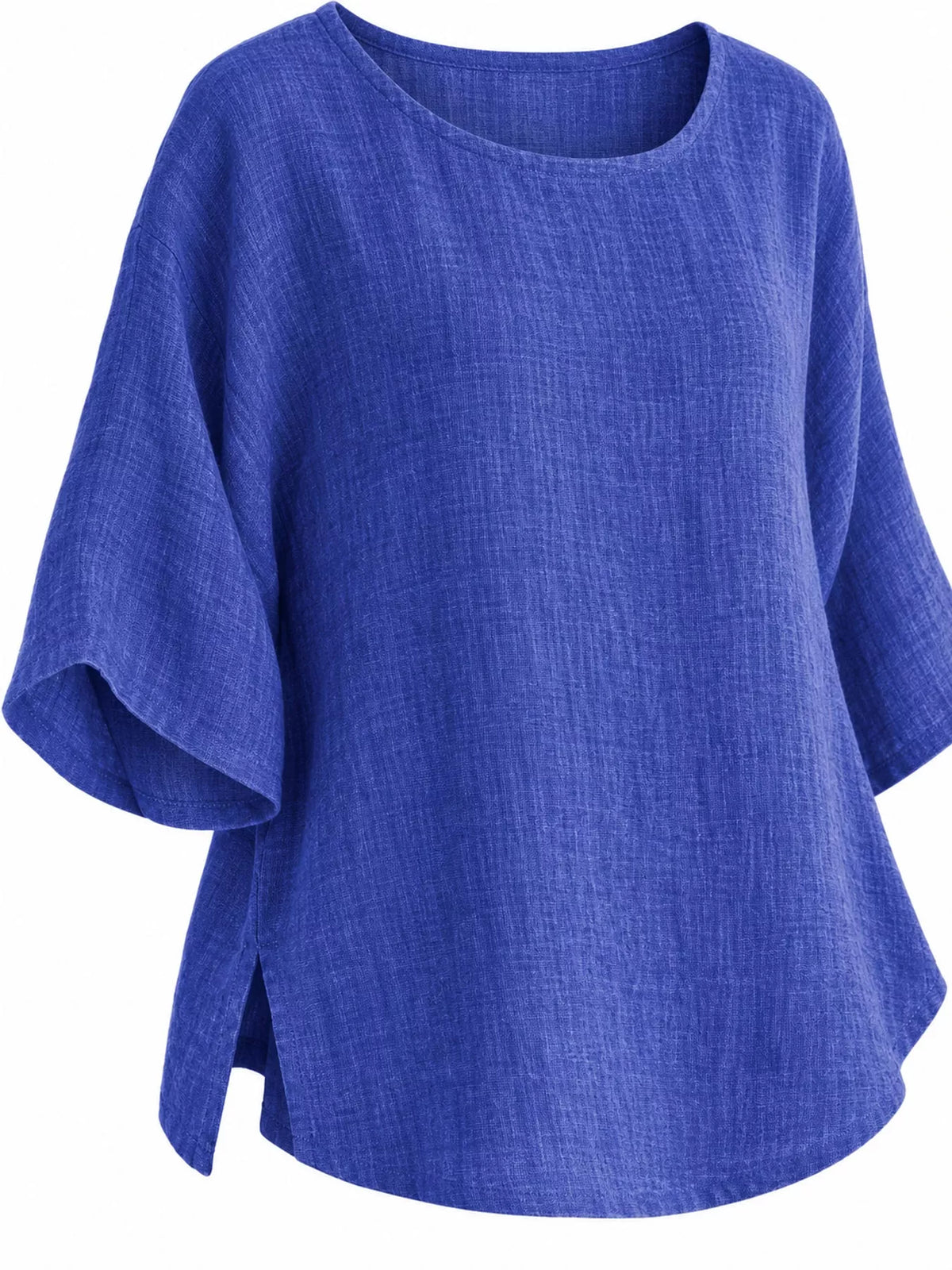 Slit blouse, blue flat lay