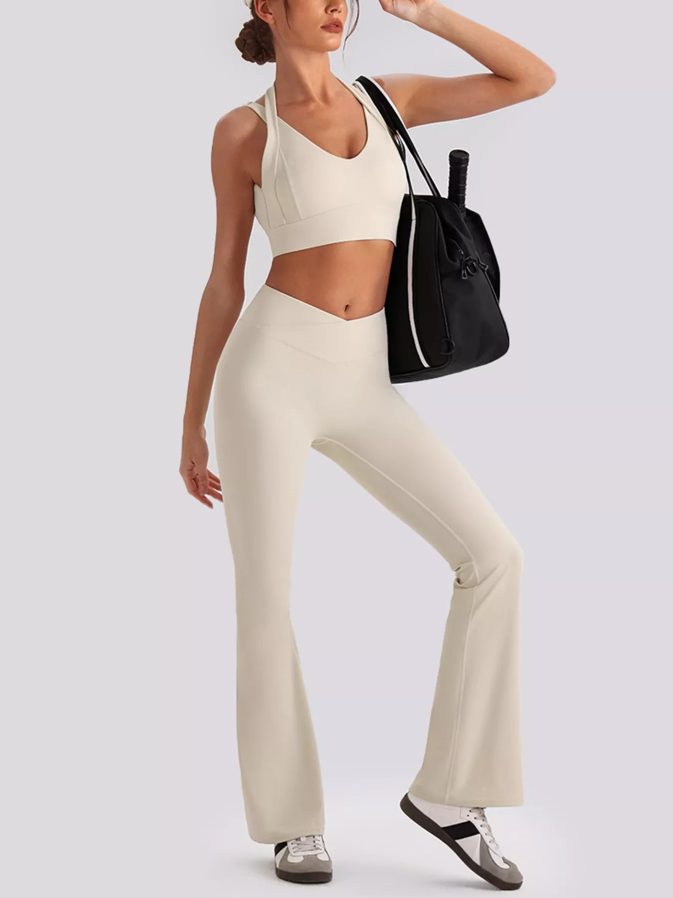 Trendsi Seamless Criss-Cross V-Neck Tank and Leggings Active Set -