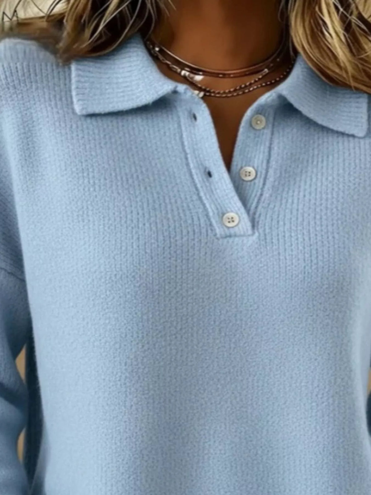 Trendsi Full Size Button Detail Dropped Shoulder Sweater Plus Size -