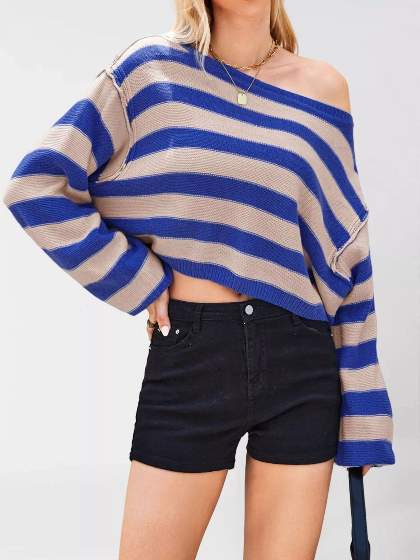 Trendsi Striped Boat Neck Sweater -
