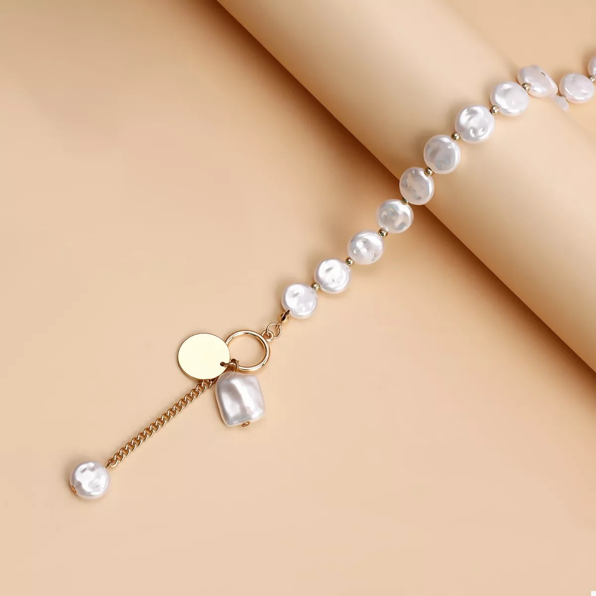 Trendsi 18K Gold-Plated Pearl Drop Necklace -