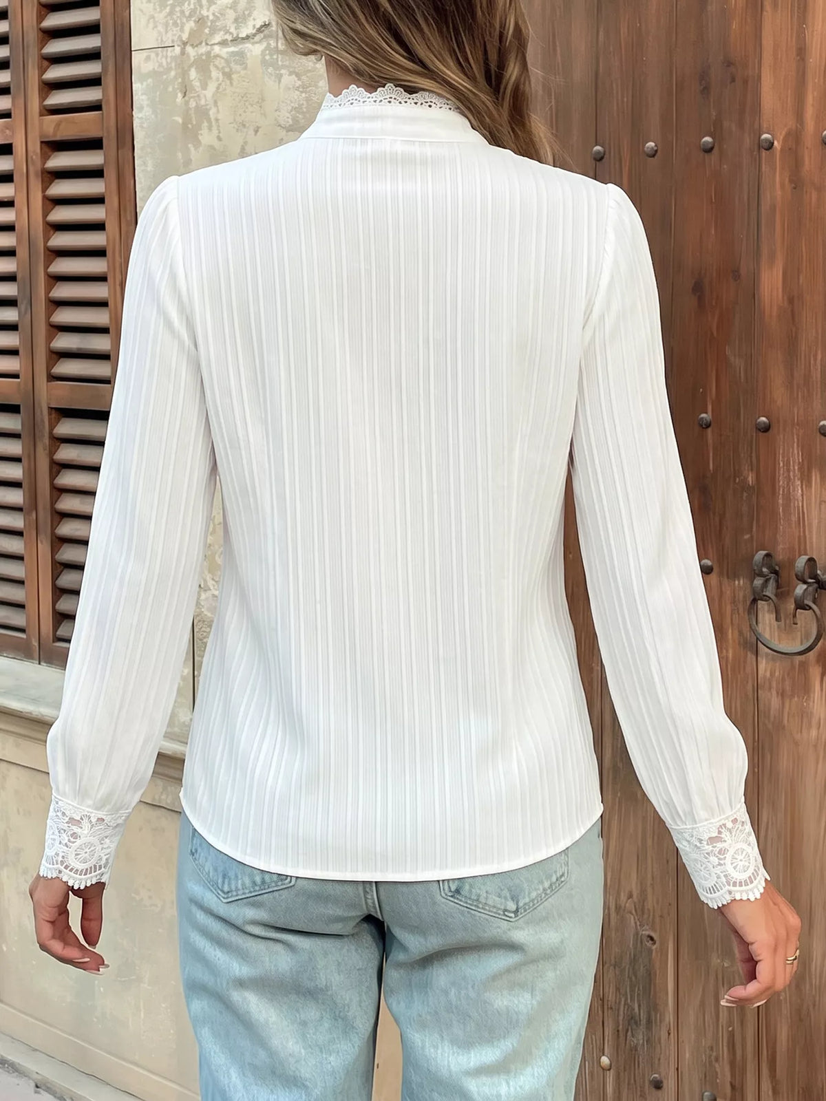 Lace detail long sleeve shirt