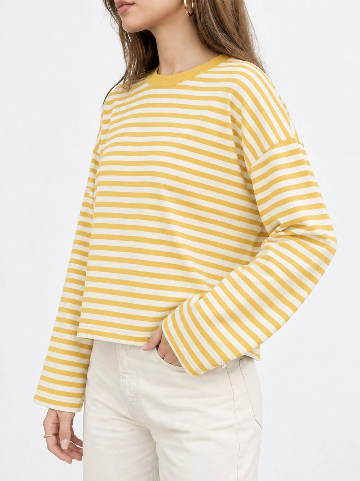 Long Sleeve Crew Neck T-Shirt — side view