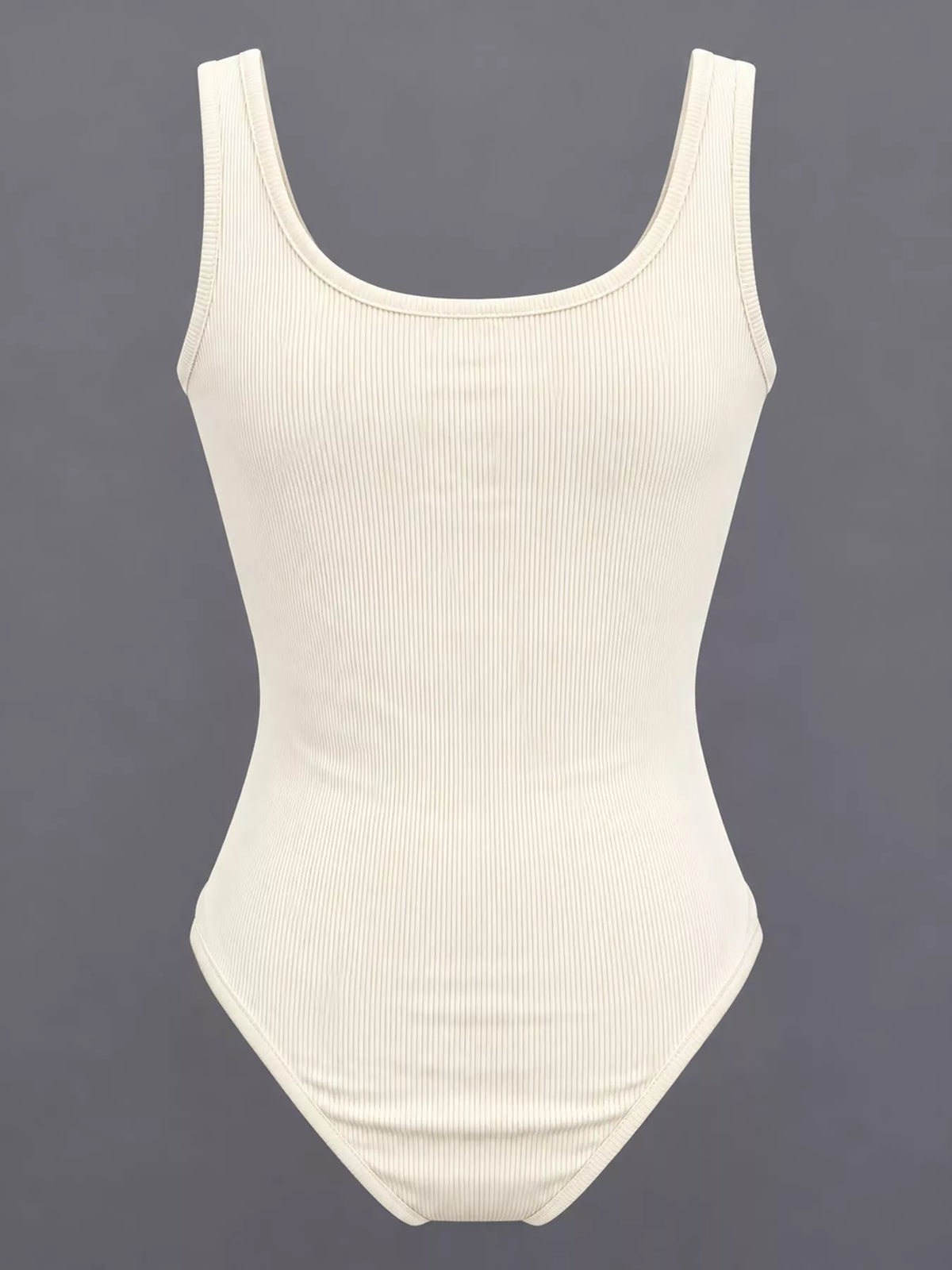 Ribbed bodysuit, cream front