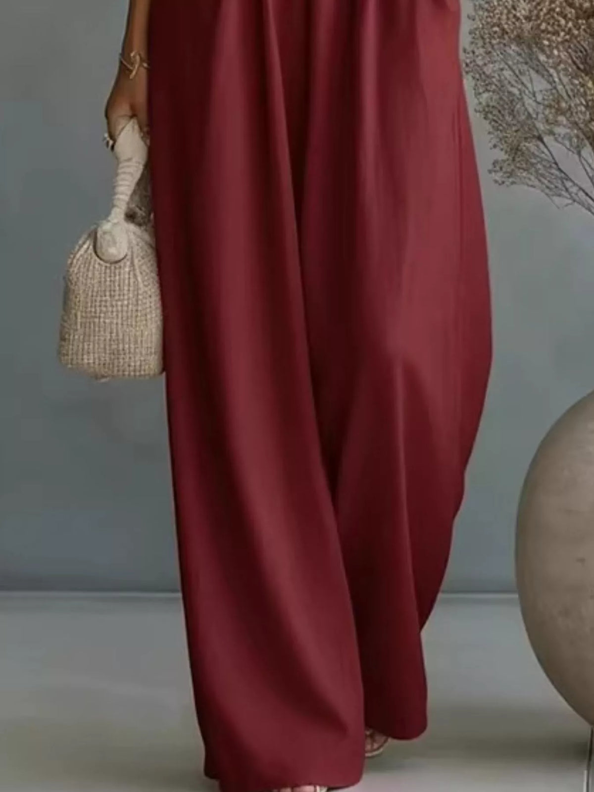 Trendsi Full Size Half Sleeve Wide-Leg Jumpsuit Plus Size -