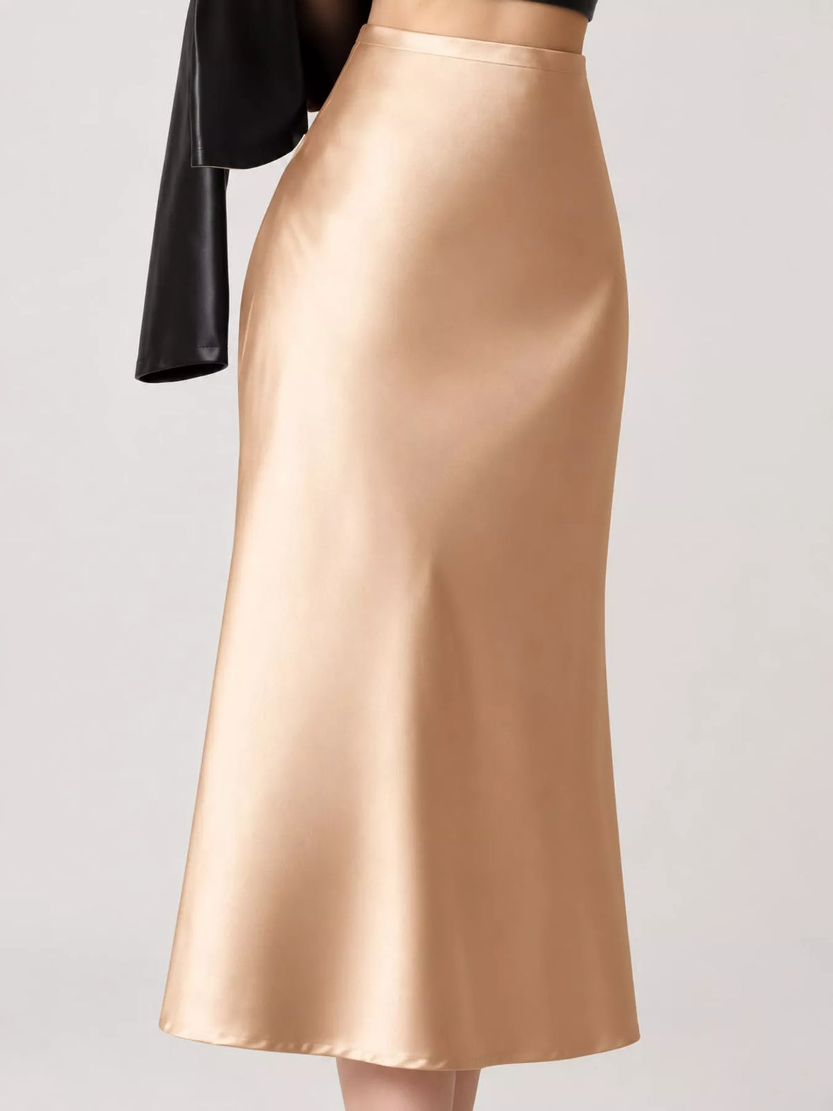 Satin midi skirt, gold side