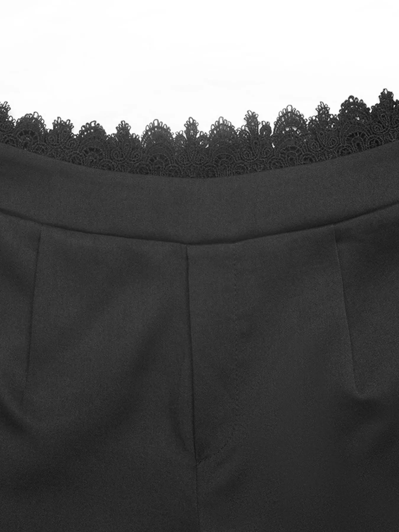 Trendsi High-Waisted Wide-Leg Lace-Trimmed Pants -