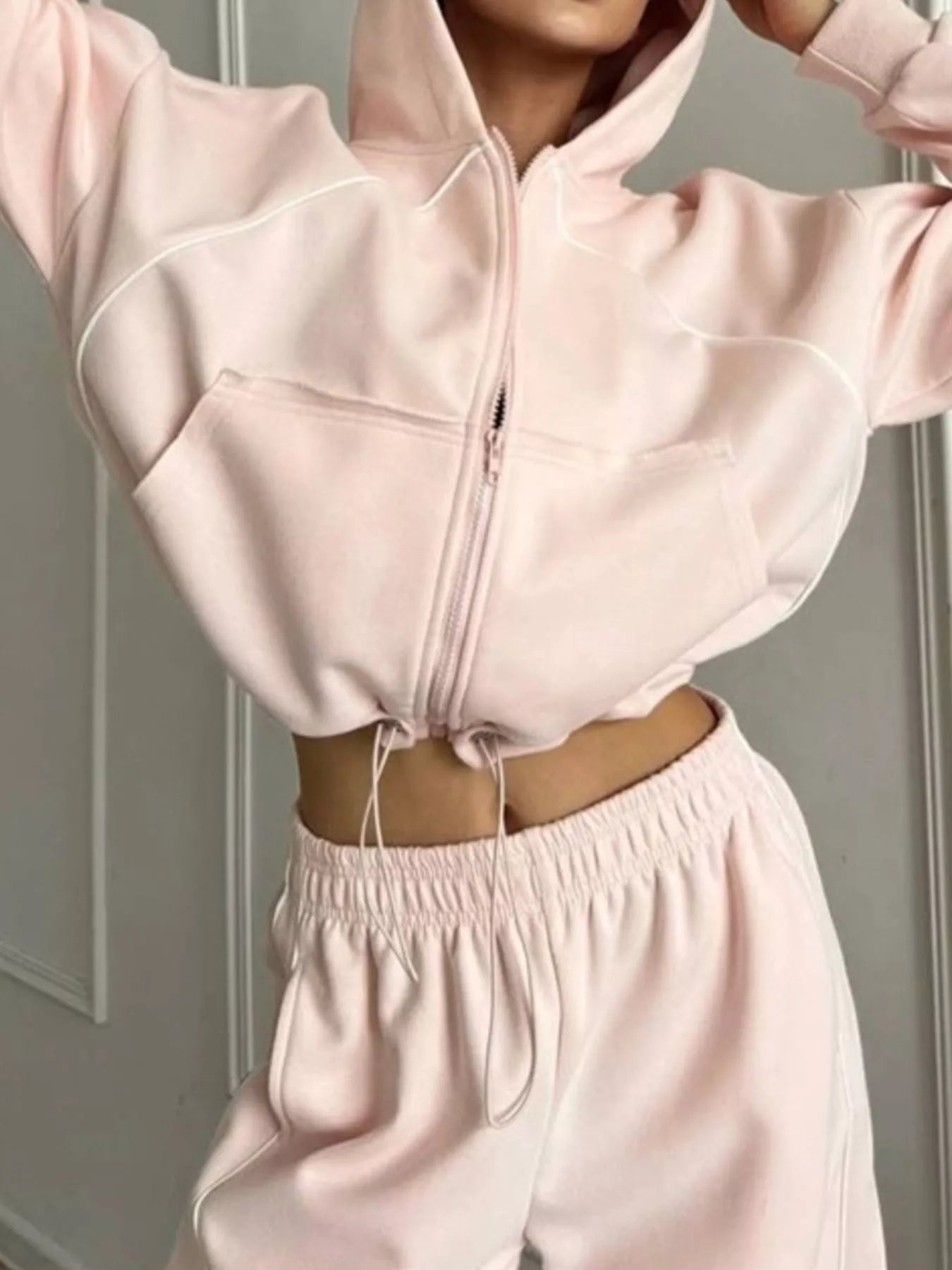 Trendsi Fleece Zip-Up Hoodie and Joggers Set -