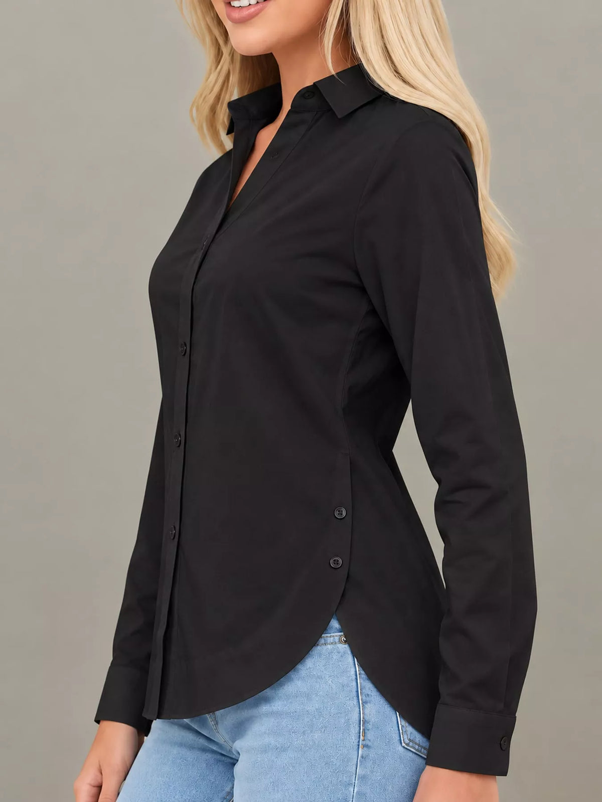 Button-Up Long Sleeve Shirt — side view