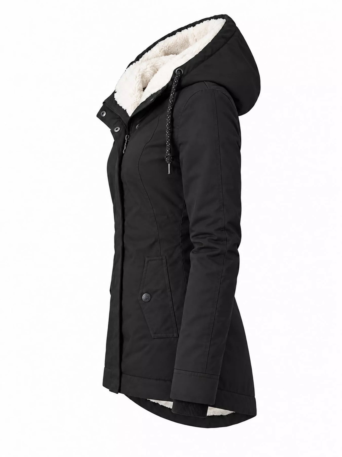 Sherpa-Lined Hooded Jacket — side view