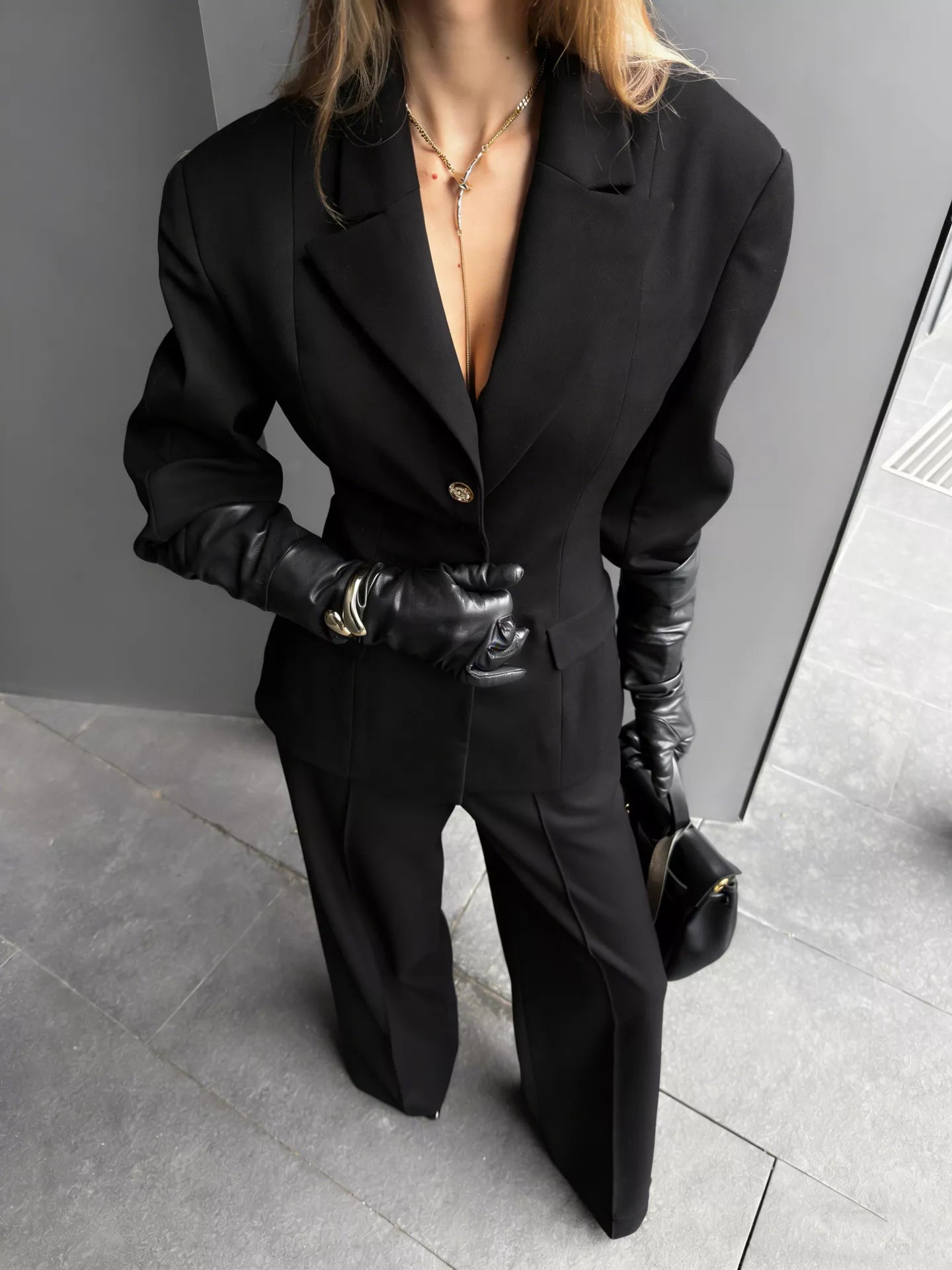 Trendsi Single-Breasted Blazer and Wide-Leg Pants Set - Outerwear