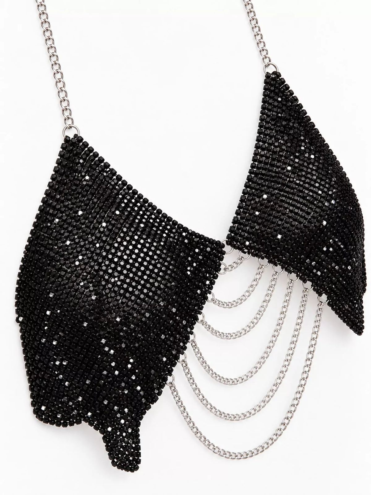 Black metallic chainmail halter cami top