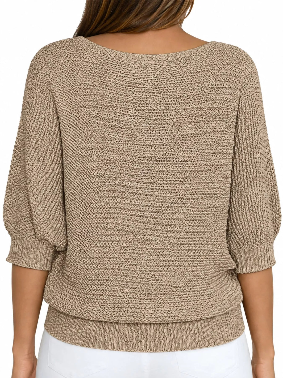 Three-quarter sleeve sweater, back view